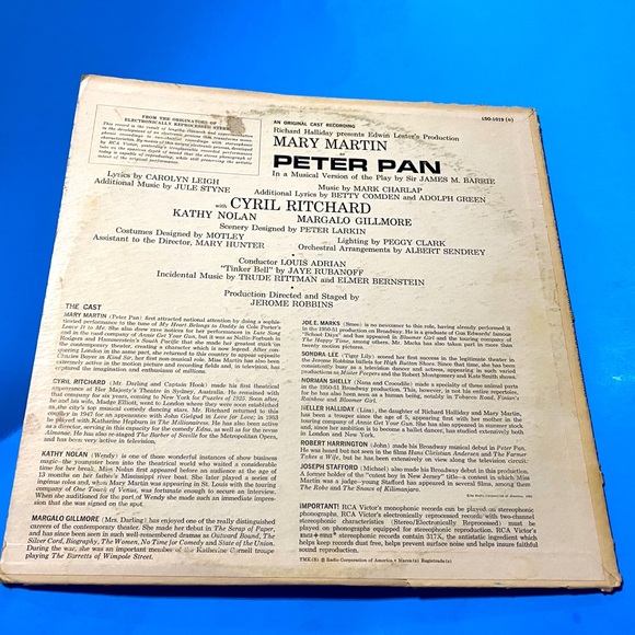 PETER PAN 60s MUSICAL VERSION RCA VINYL RECORD LP 33RPM ORIGINAL CAST RECORDING - Picture 11 of 16